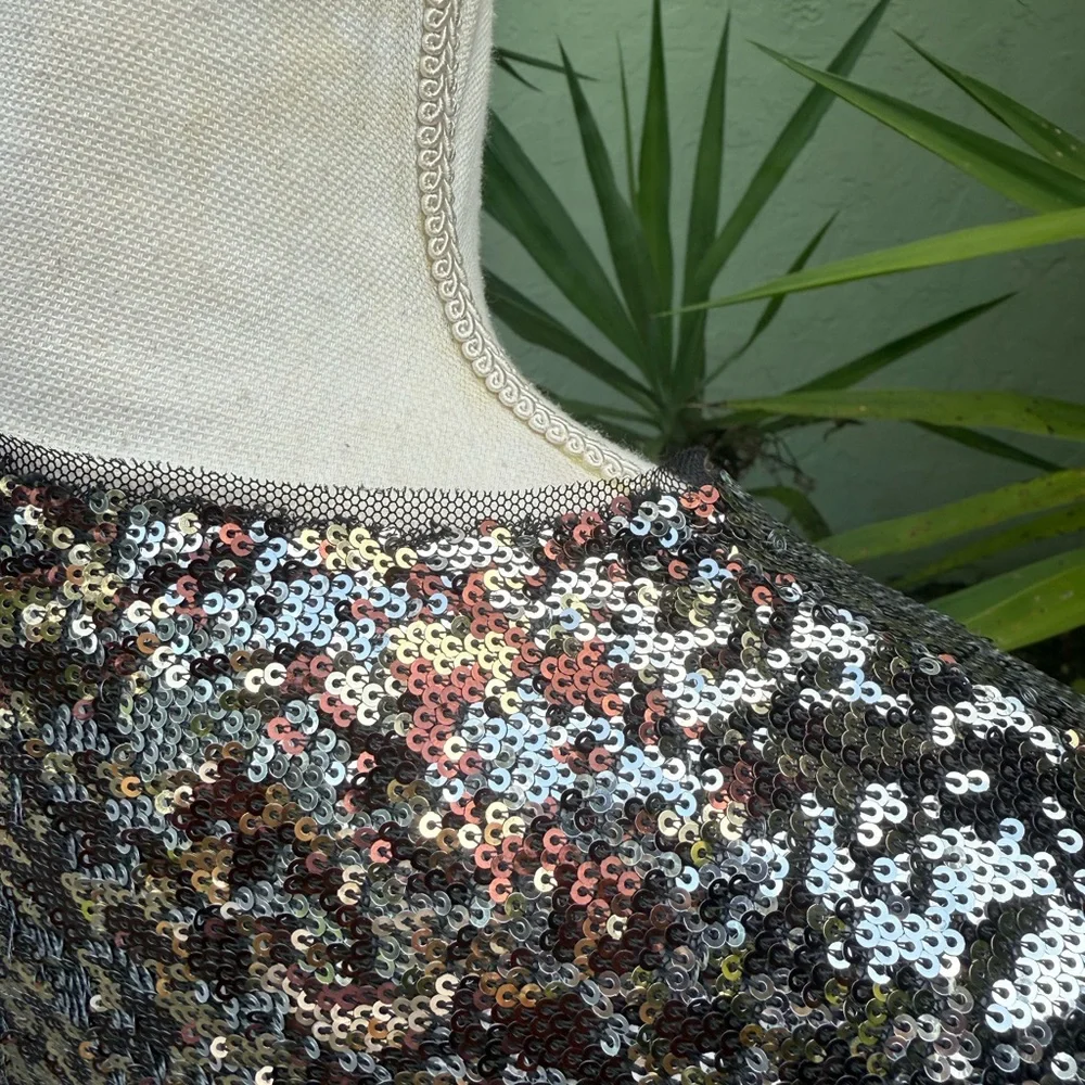 Brown Gold Sequin long Sleeve Shirt Shirt ZARA